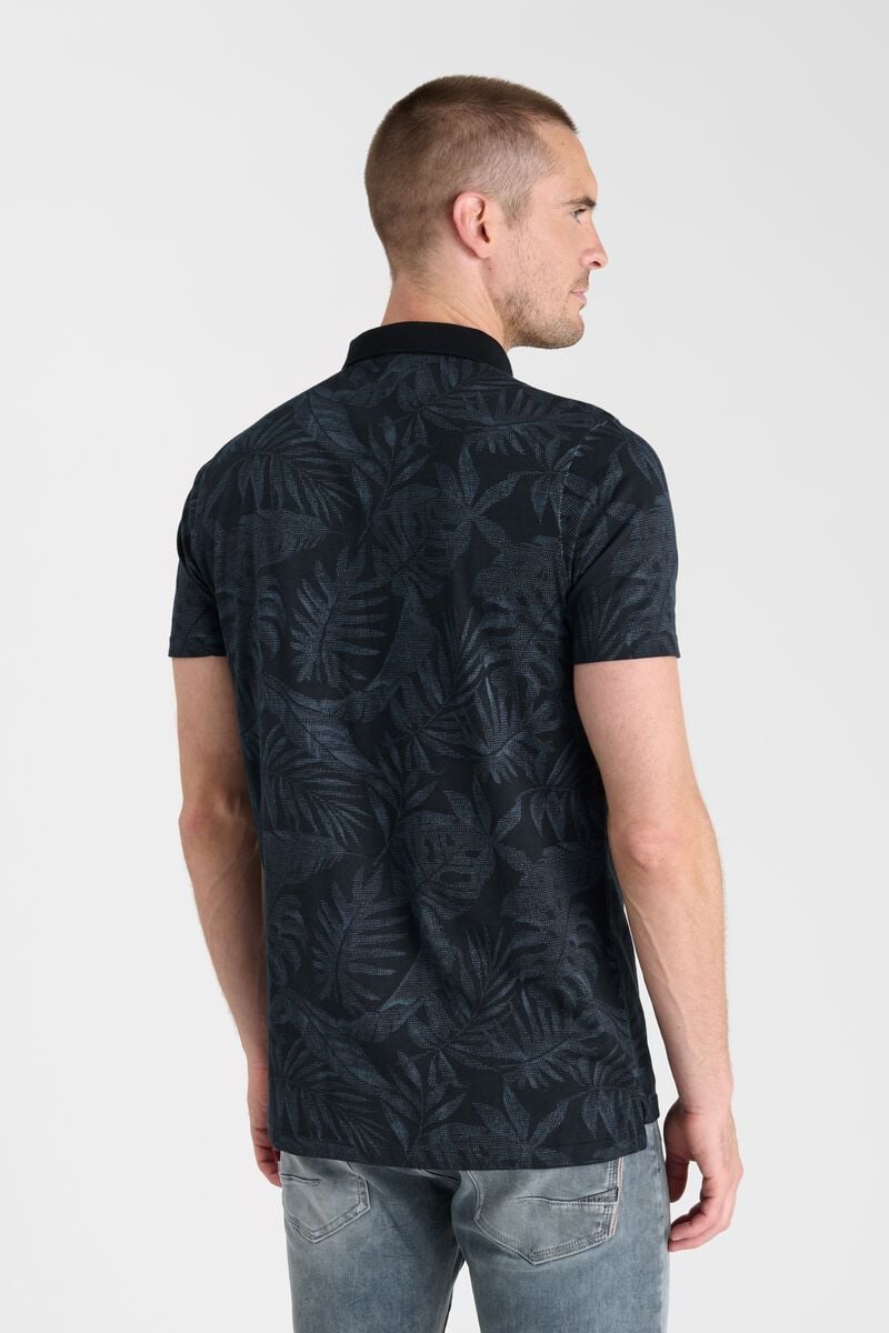 Le Temps Des Cerises Polo Kapin Bleu à Motif Palmiers