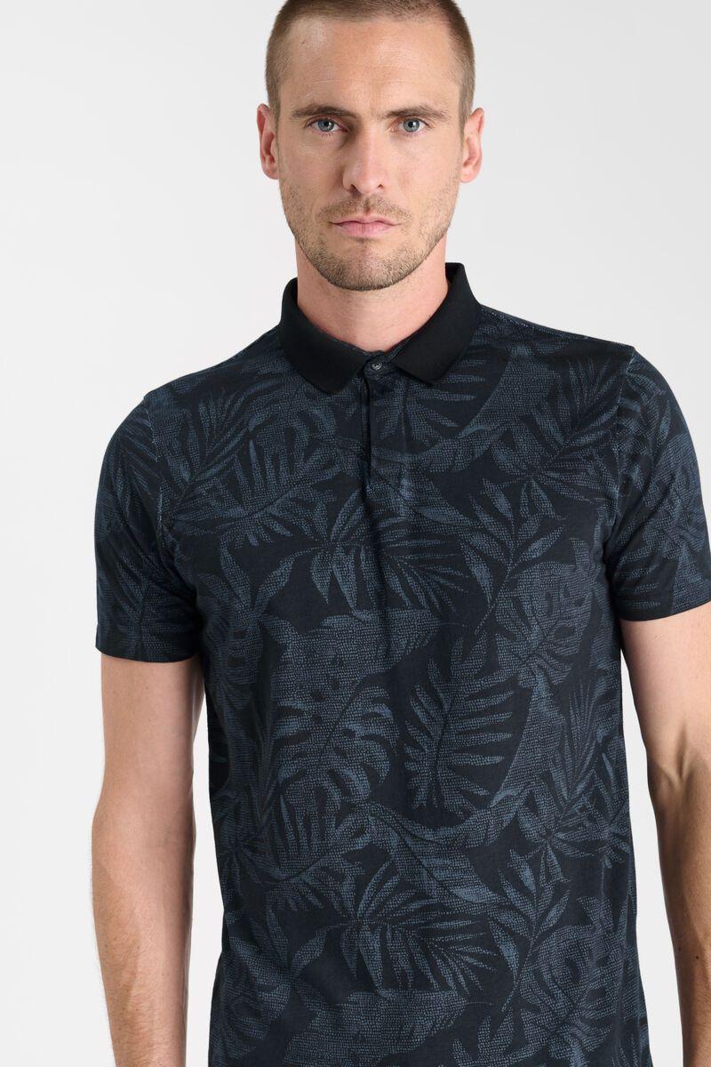 le temps des cerises Polo Kapin bleu à motif palmiers