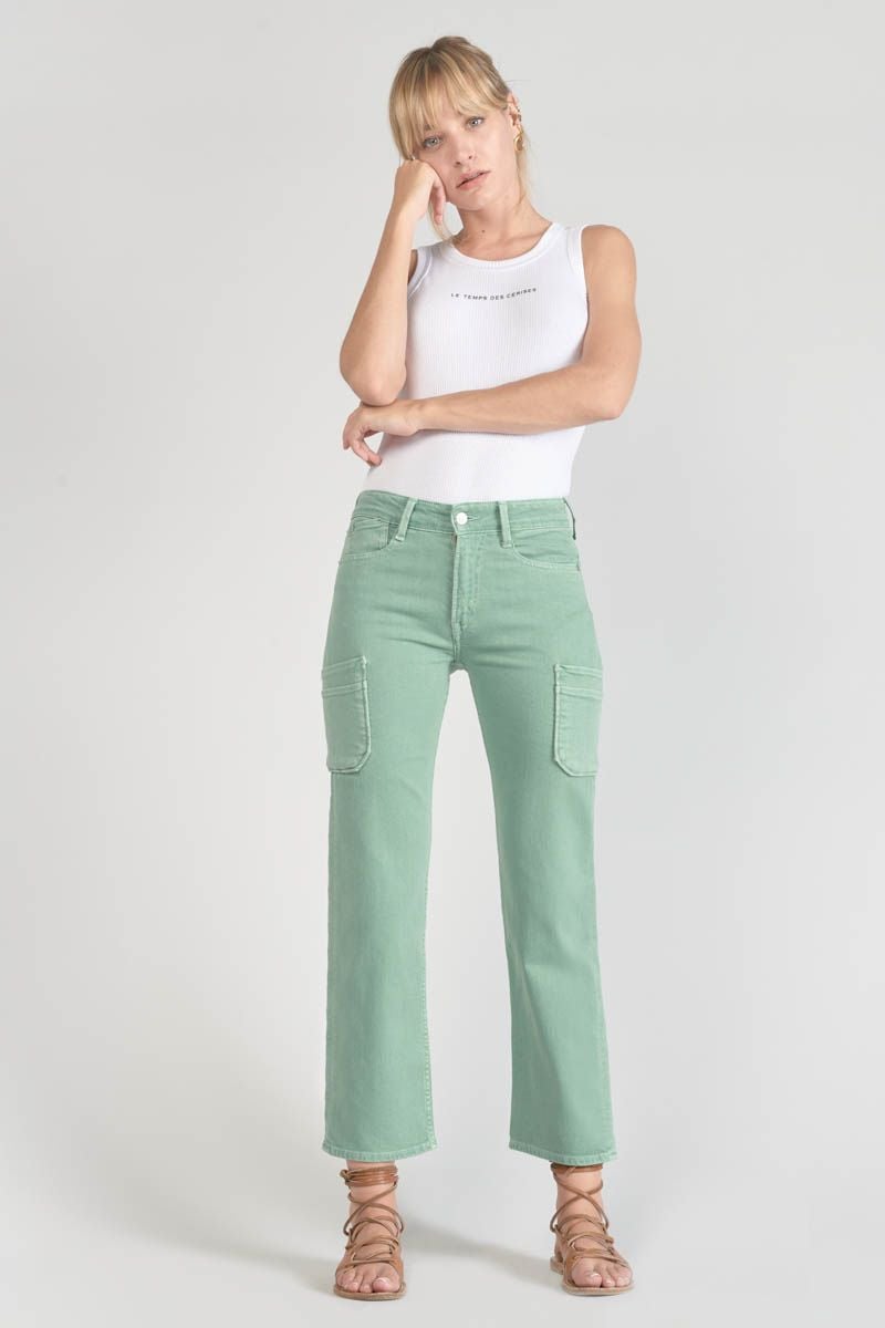 le temps des cerises Precieux taille haute 7/8ème jeans vert d'eau