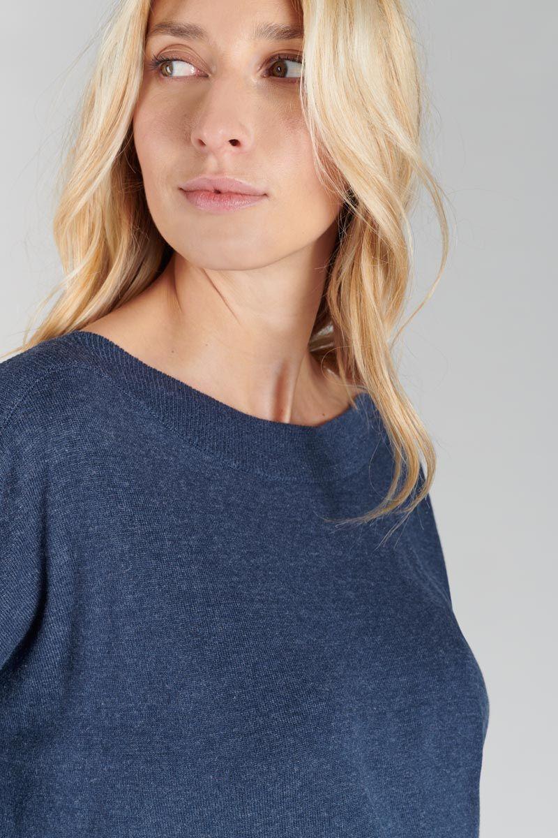 Le Temps Des Cerises Pull Ksenia En Laine Alpaga Mélangée Bleu Chiné