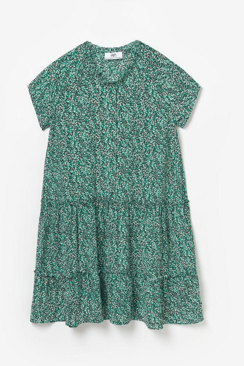 le temps des cerises Robe à motif floral Colettagi verte