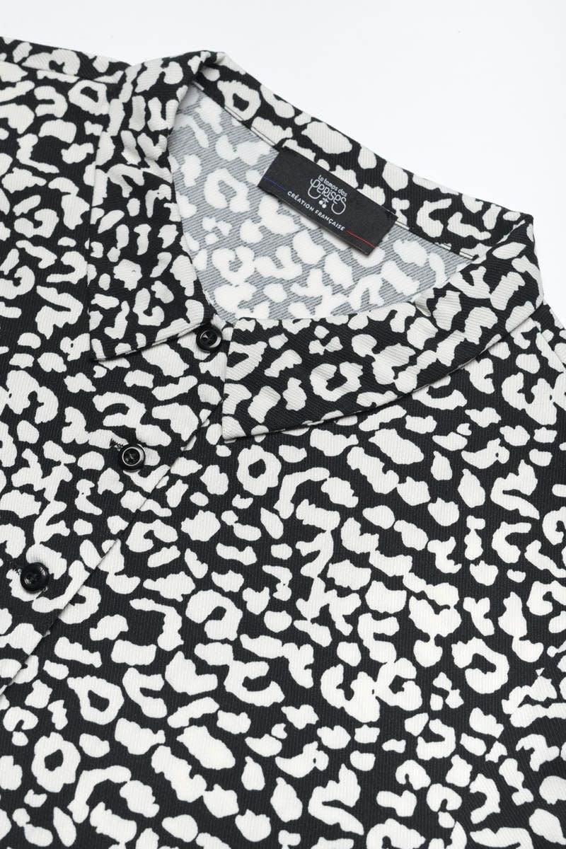 Le Temps Des Cerises Robe Abyssgi à Motif Léopard Noir