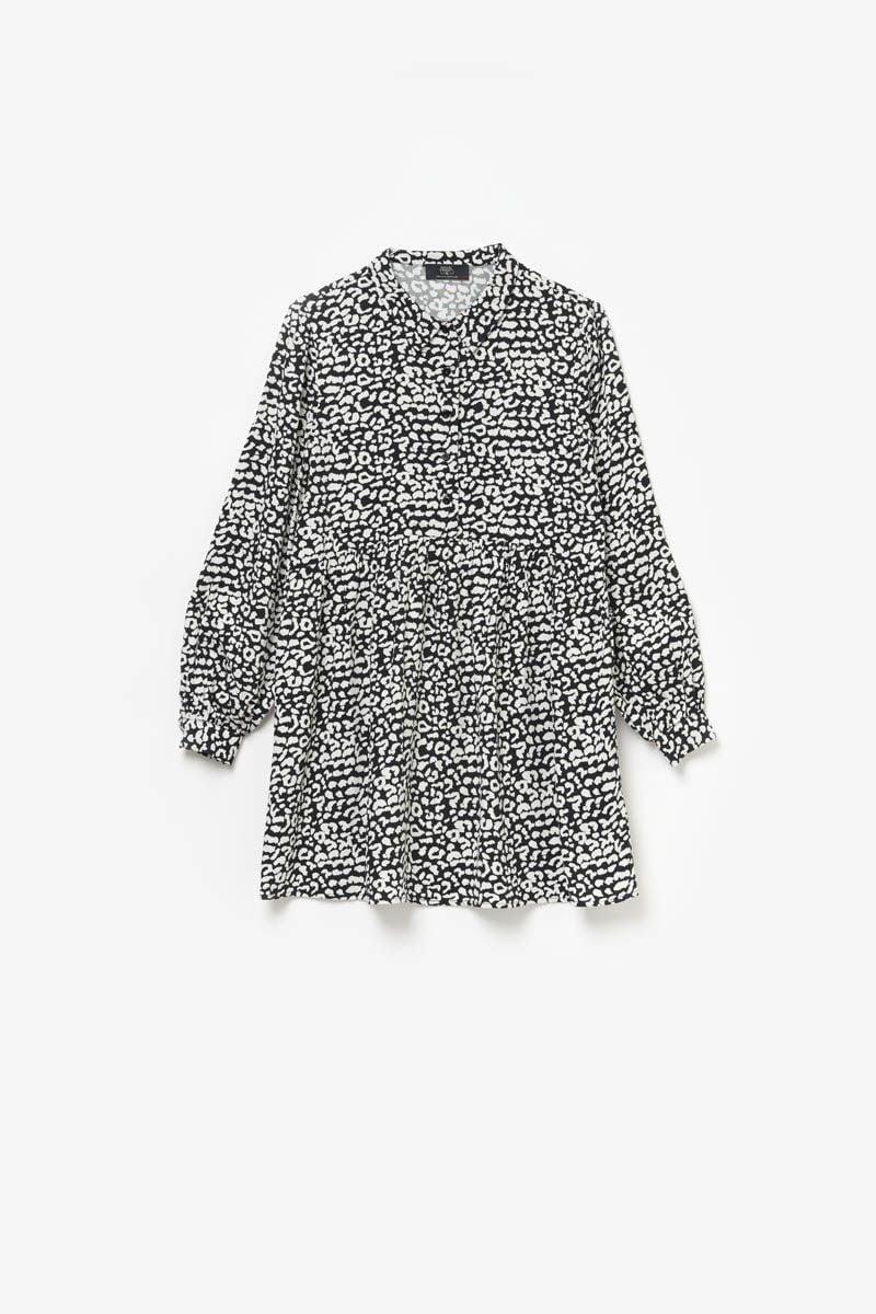 le temps des cerises Robe Abyssgi à motif léopard noir