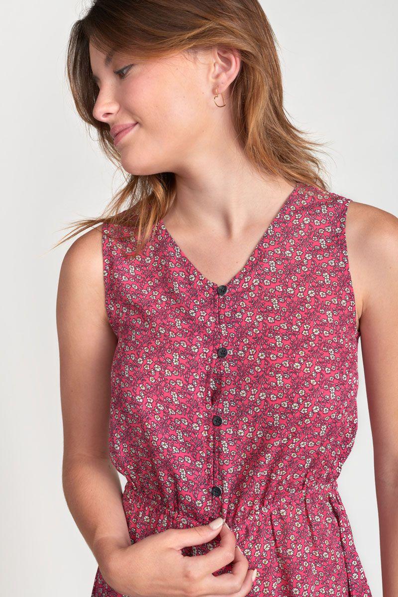 Le Temps Des Cerises Robe Alenagi à Motif Floral Fushia