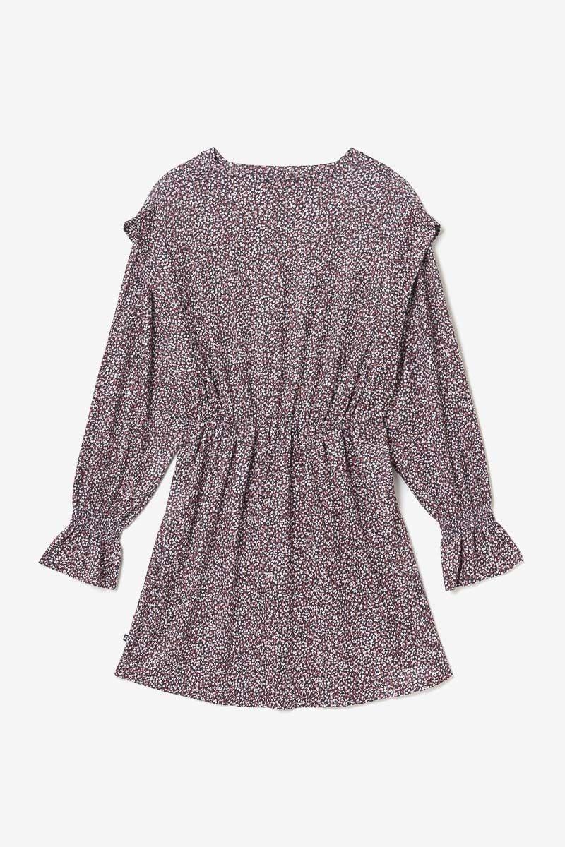 Le Temps Des Cerises Robe Algagi Noire à Motif Fleuri Rose