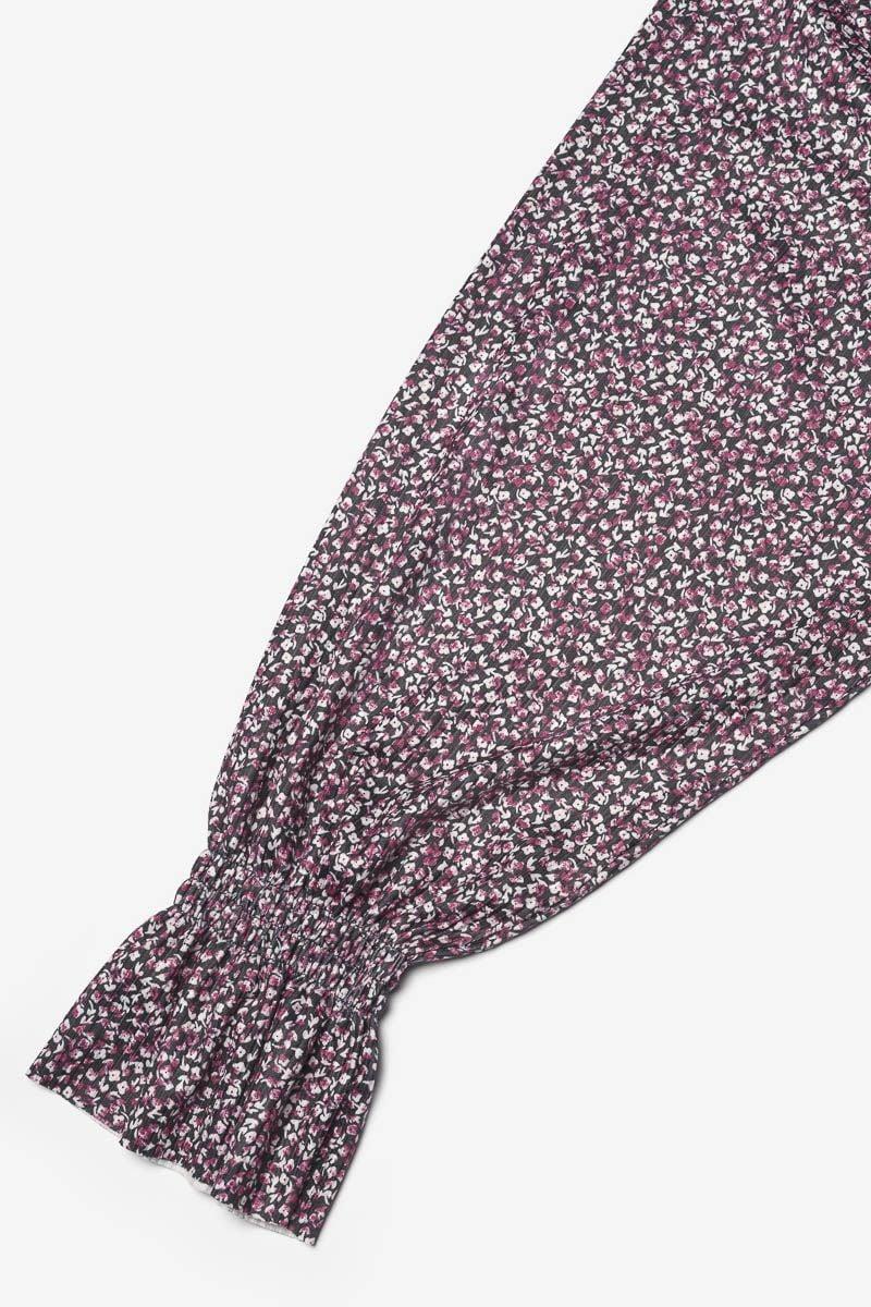 Le Temps Des Cerises Robe Algagi Noire à Motif Fleuri Rose