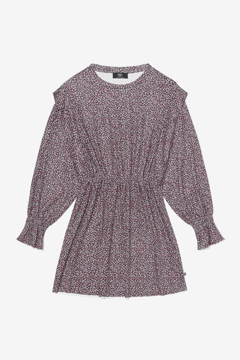 le temps des cerises Robe Algagi noire à motif fleuri rose
