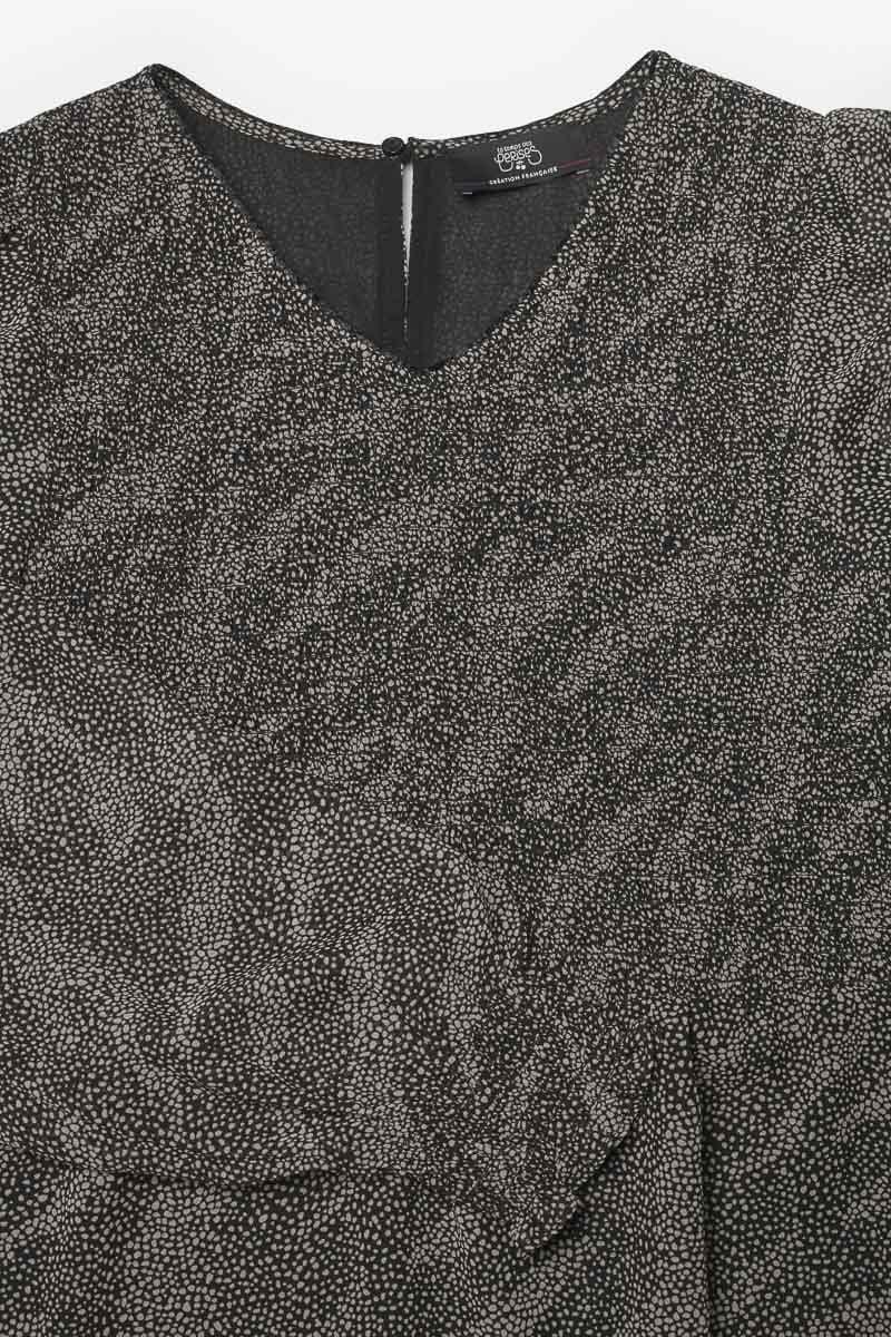 Le Temps Des Cerises Robe Berenigi Noire à Motif Animalier