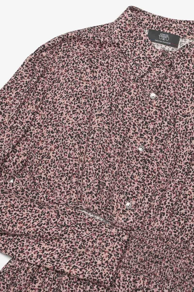 Le Temps Des Cerises Robe Chelseagi Rose à Motif Léopard