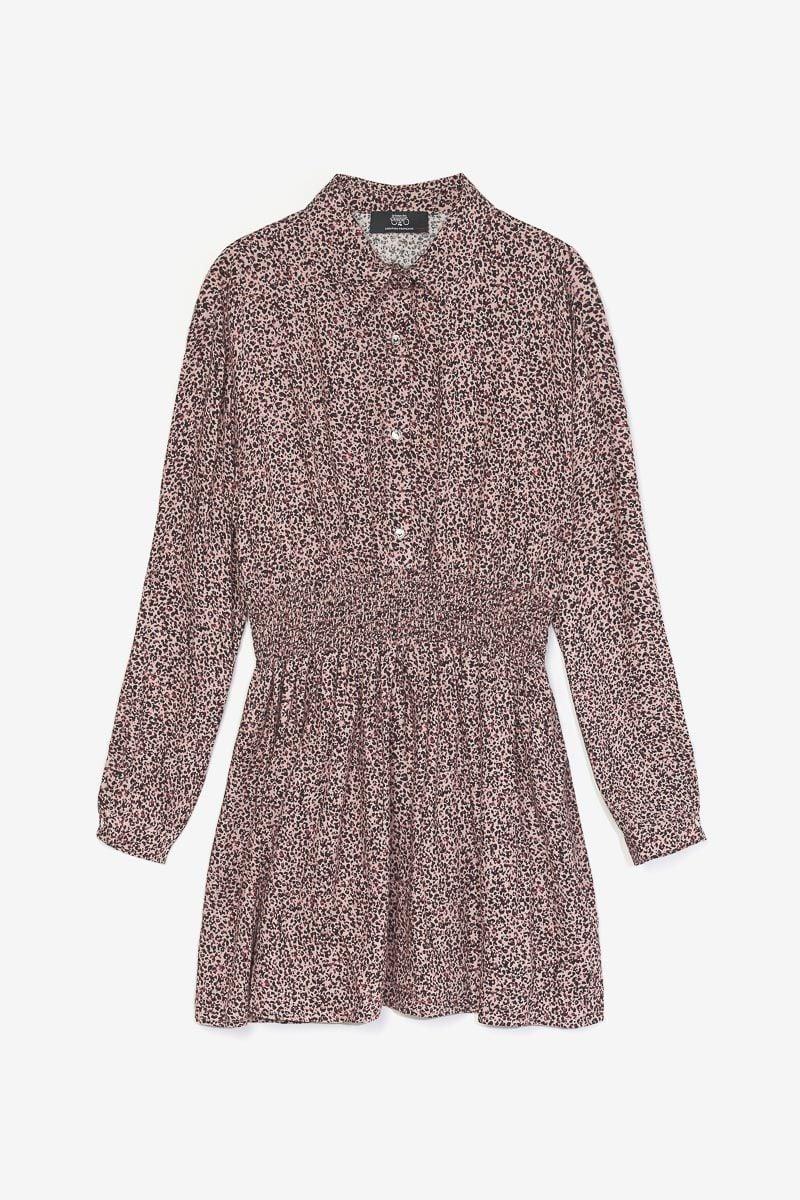 le temps des cerises Robe Chelseagi rose à motif léopard