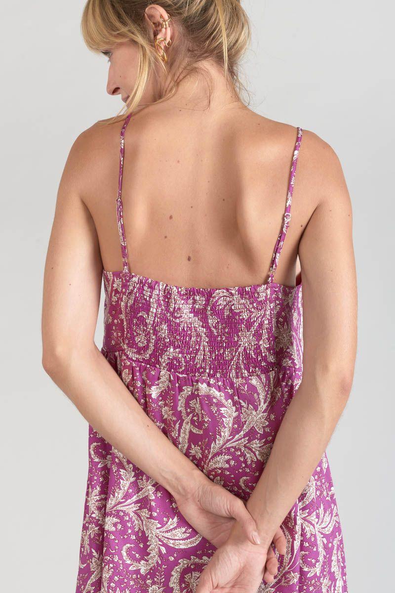 Le Temps Des Cerises Robe Elden Violine à Motif Cachemire