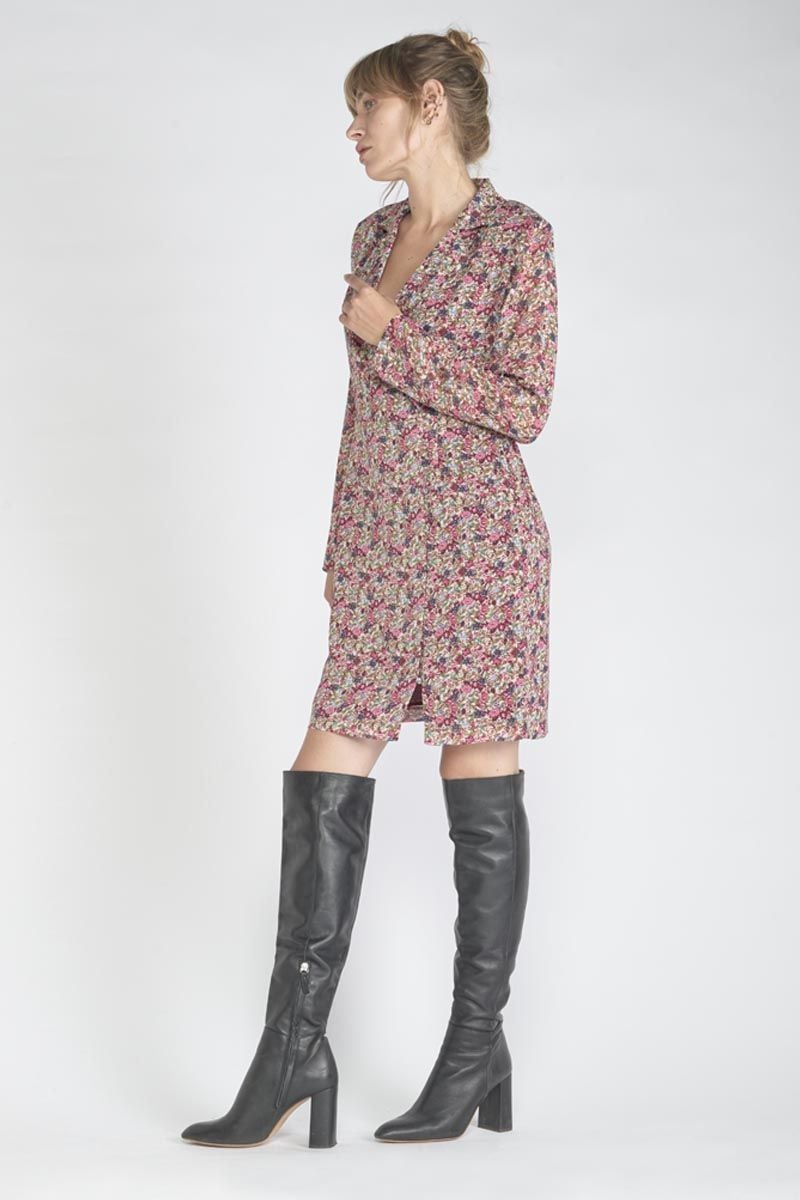 Le Temps Des Cerises Robe Habbes à Motif Fleuri Rose
