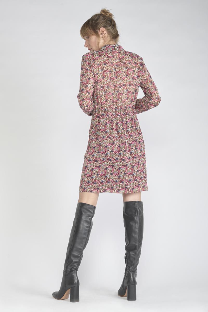 Le Temps Des Cerises Robe Habbes à Motif Fleuri Rose