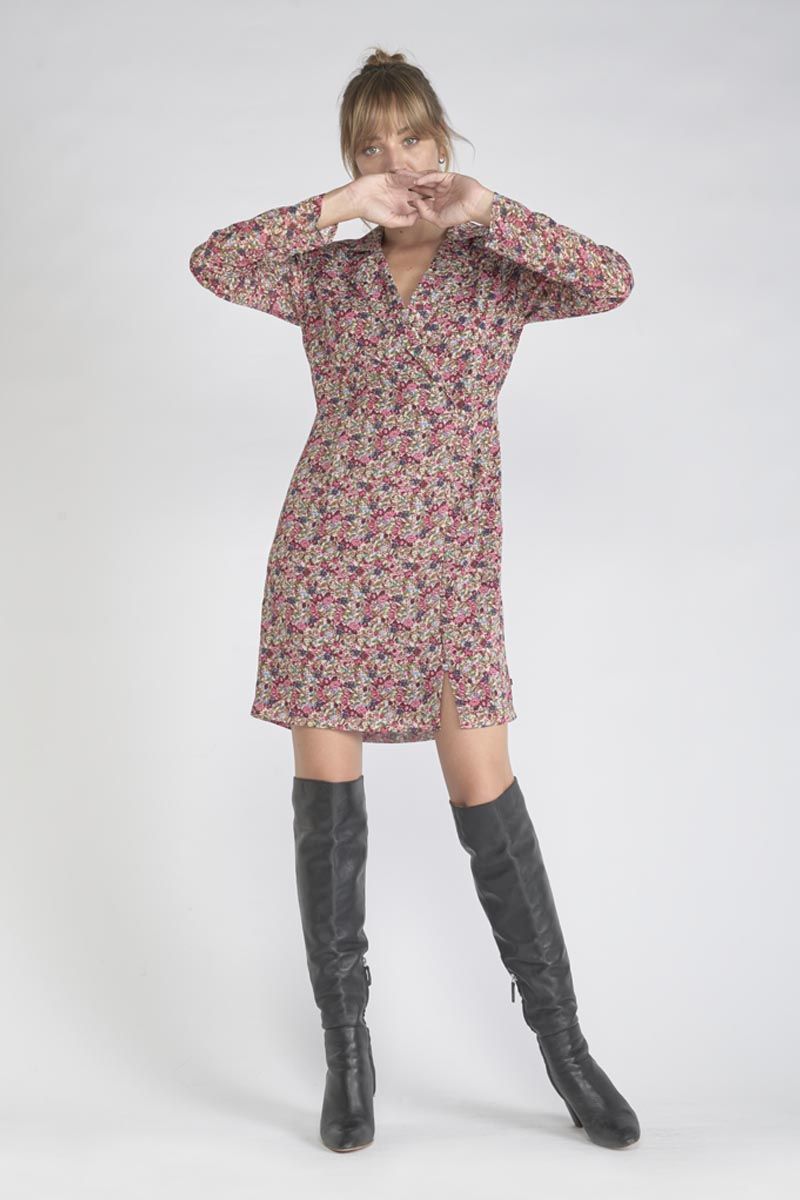 Le Temps Des Cerises Robe Habbes à Motif Fleuri Rose