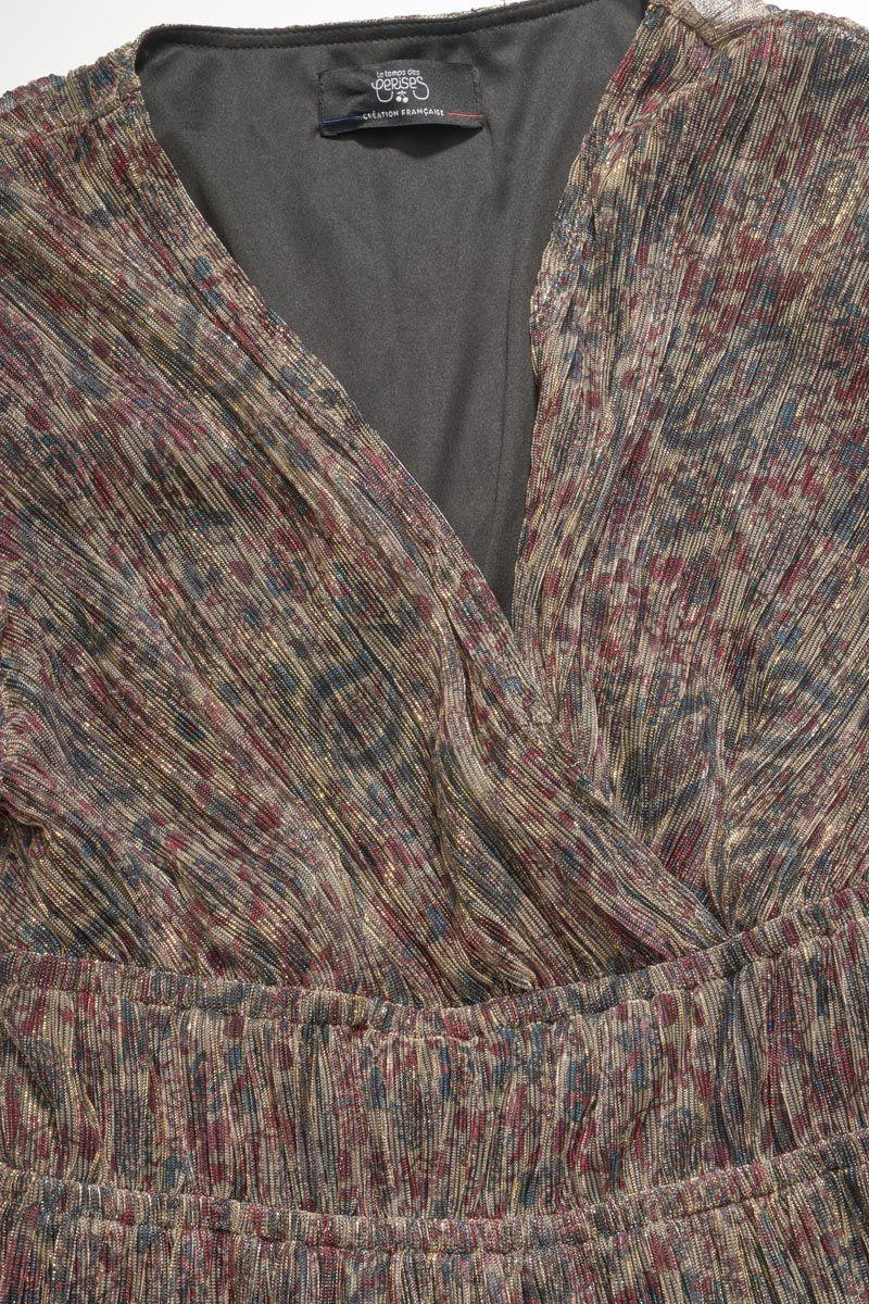 Le Temps Des Cerises Robe Kodigi à Motif Cachemire Irisée