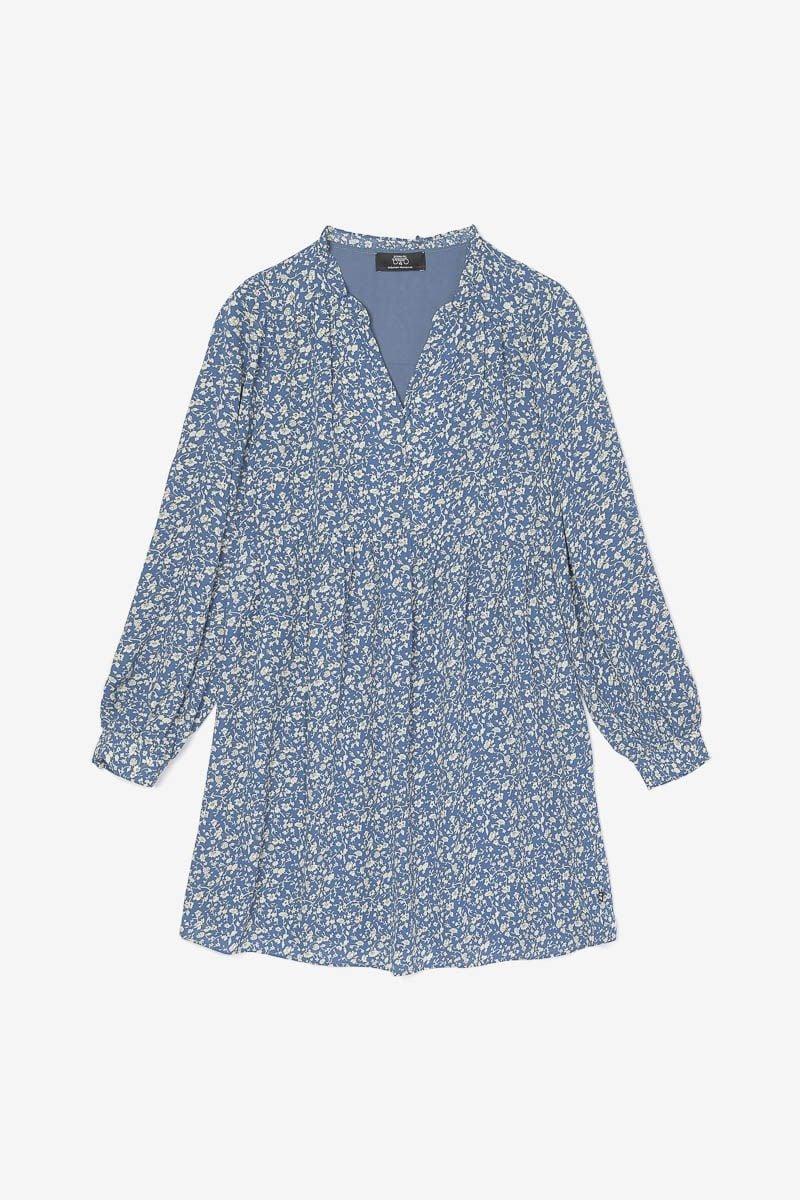 le temps des cerises Robe Lattegi bleue à motif fleuri