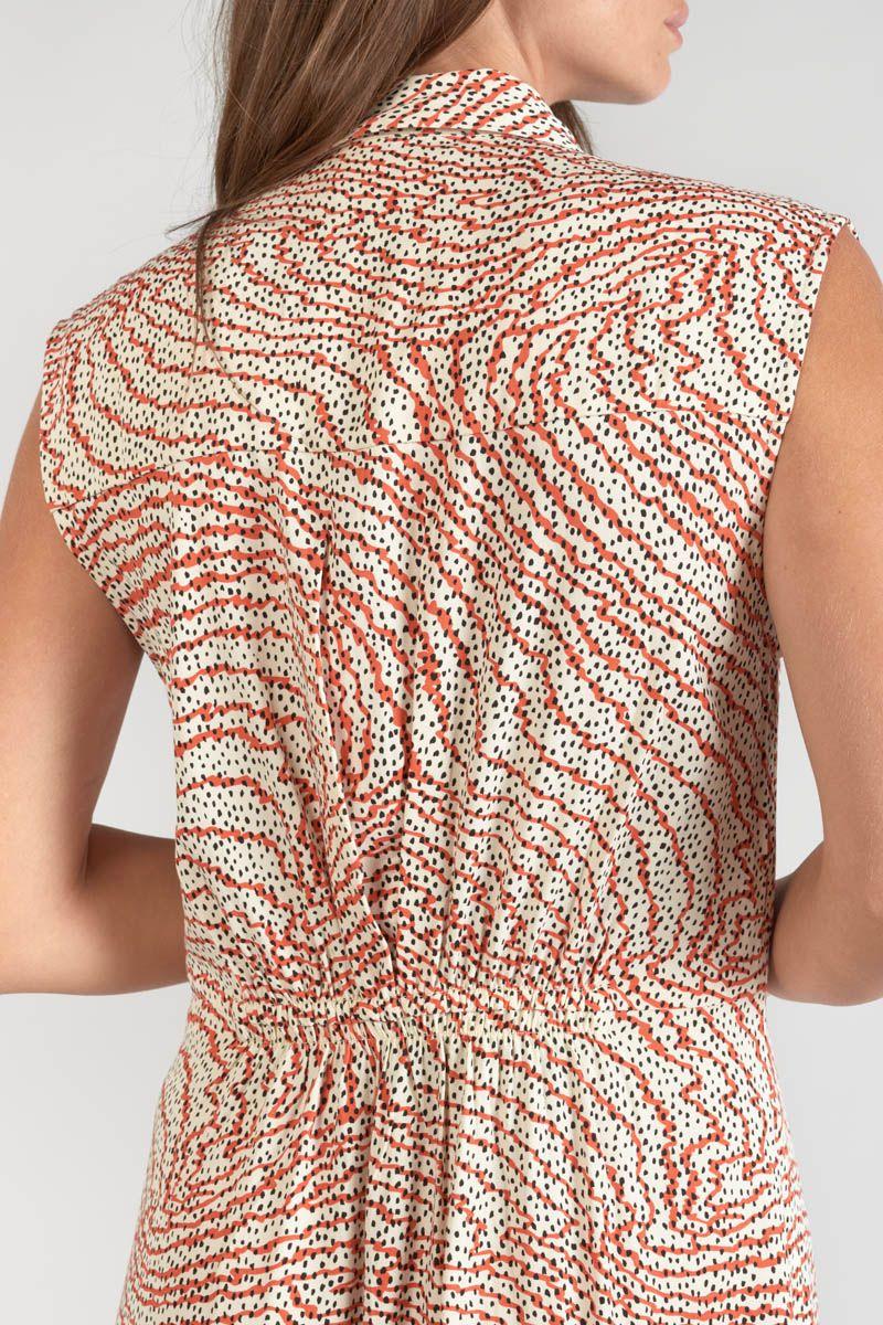 Le Temps Des Cerises Robe Longue Cuoco à Motif Orange Et Noir