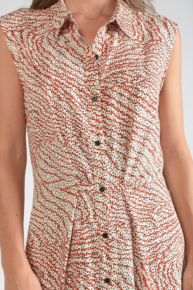 Le Temps Des Cerises Robe Longue Cuoco à Motif Orange Et Noir