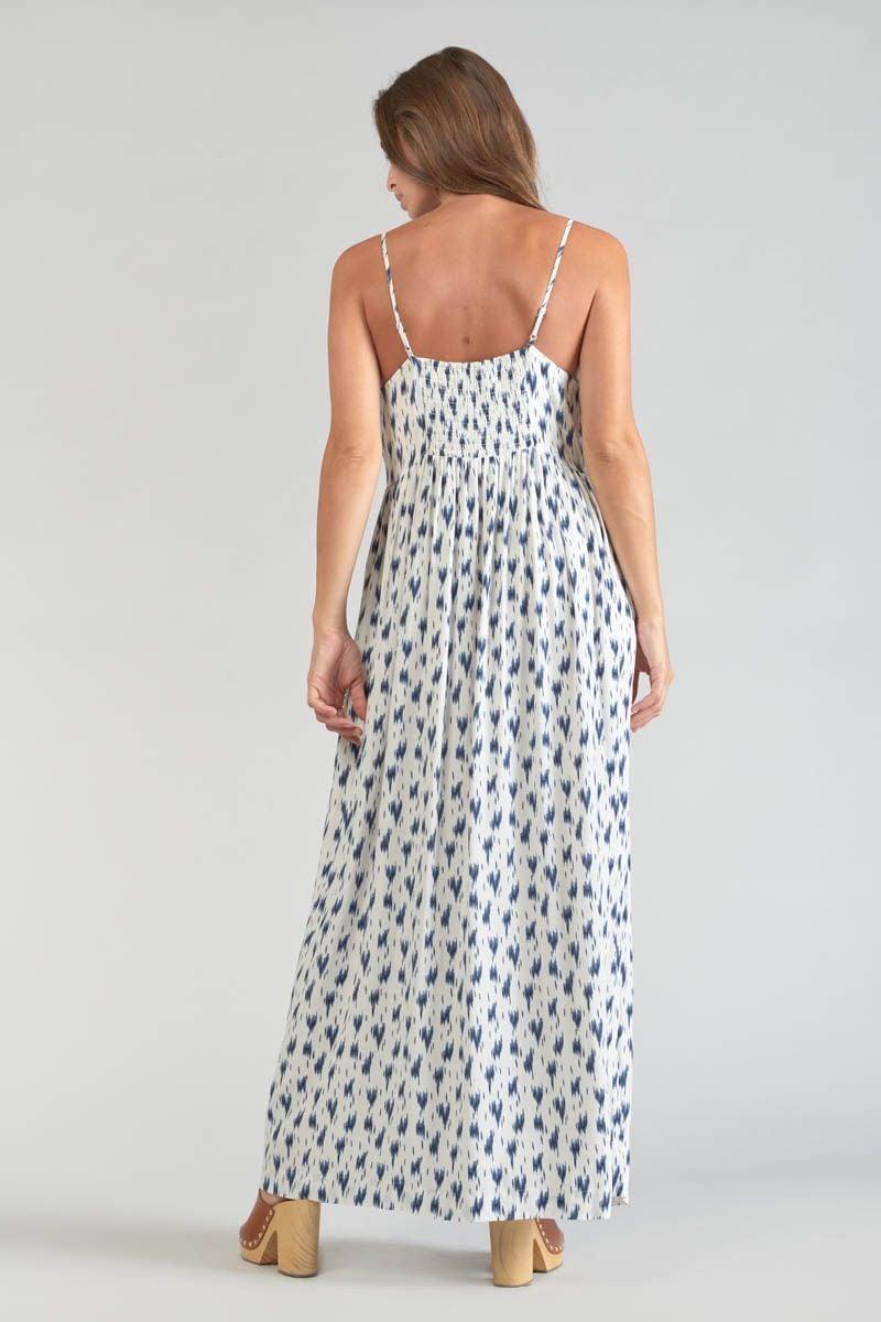 Le Temps Des Cerises Robe Longue Evita Tie And Dye Bleu