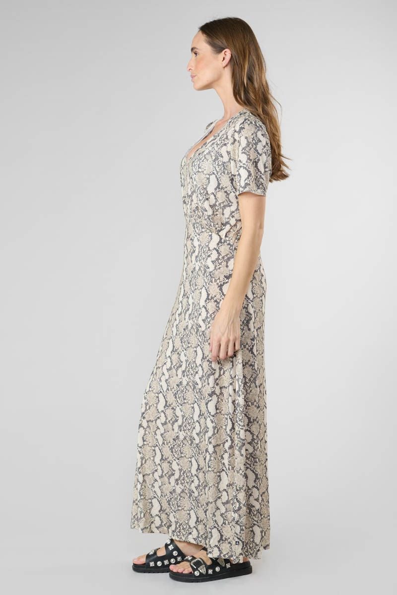 Le Temps Des Cerises Robe Longue Orient à Motif Python