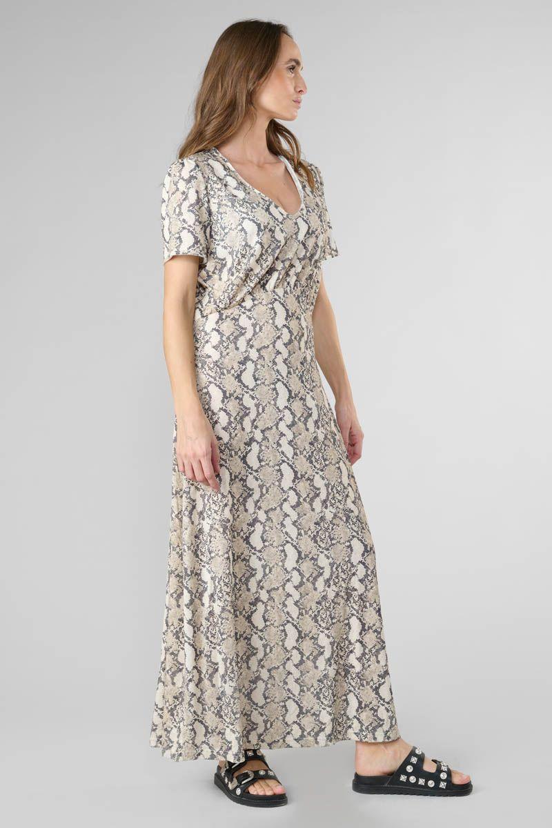 Le Temps Des Cerises Robe Longue Orient à Motif Python