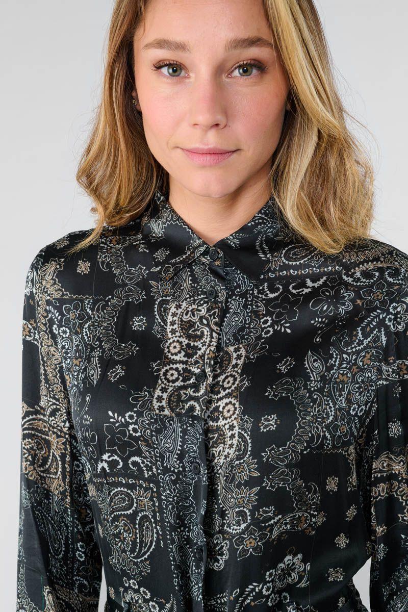 Le Temps Des Cerises Robe Longue Seraphy Noire à Motif Cachemire