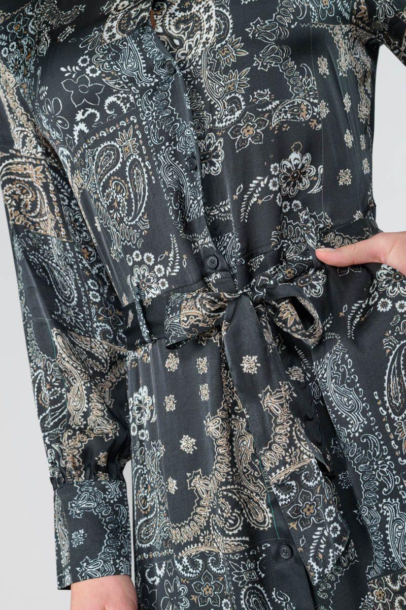 Le Temps Des Cerises Robe Longue Seraphy Noire à Motif Cachemire