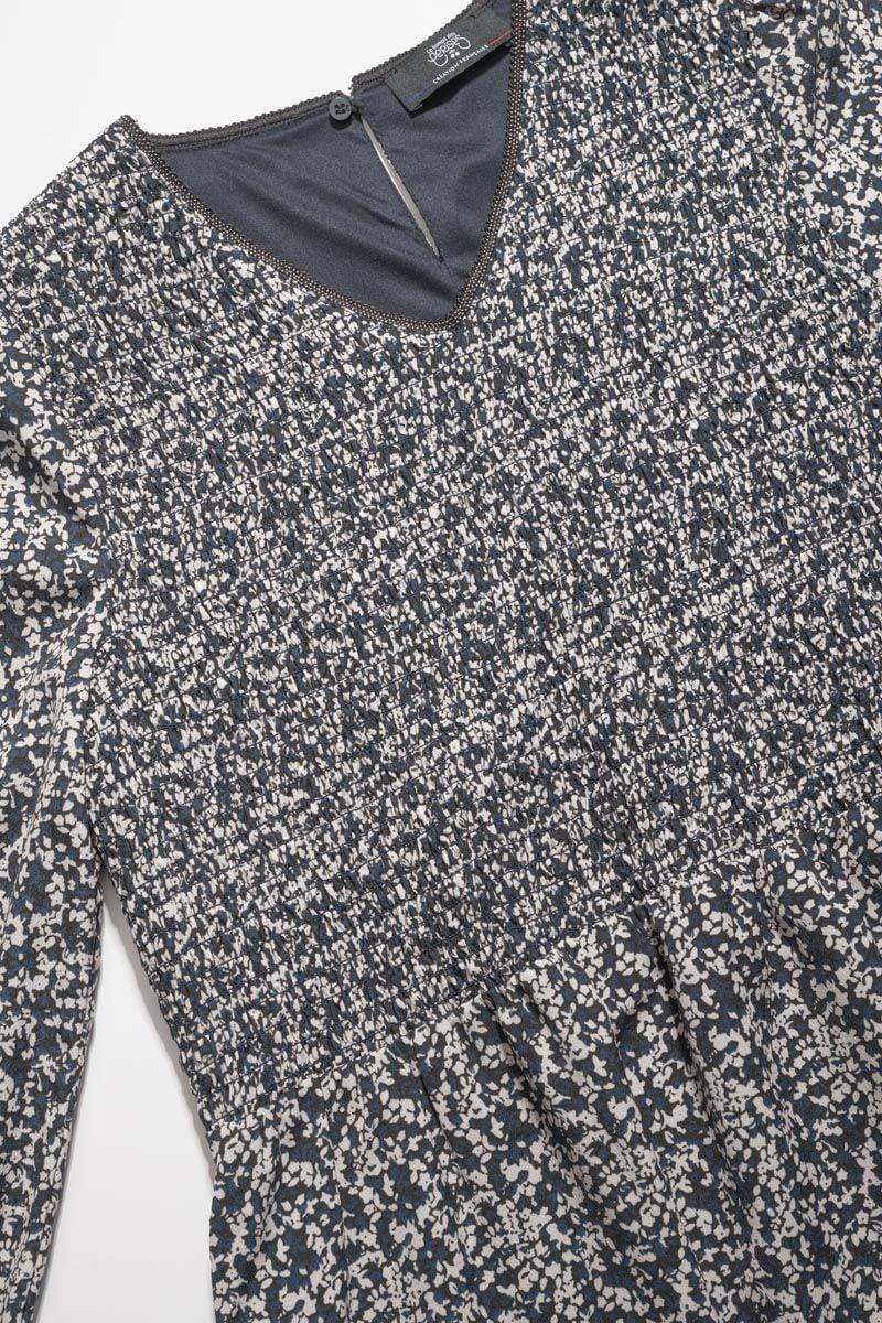 Le Temps Des Cerises Robe Meyagi à Motif Floral Bleu Nuit Et Blanc