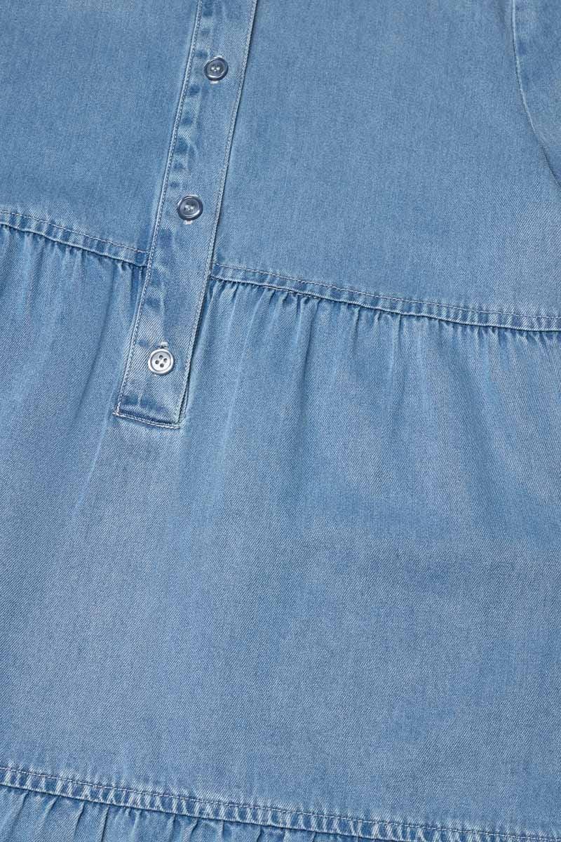 Le Temps Des Cerises Robe Sunogi En Tencel Bleu Denim