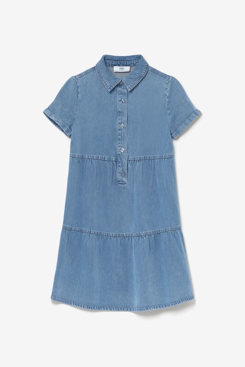 le temps des cerises Robe Sunogi en tencel bleu denim