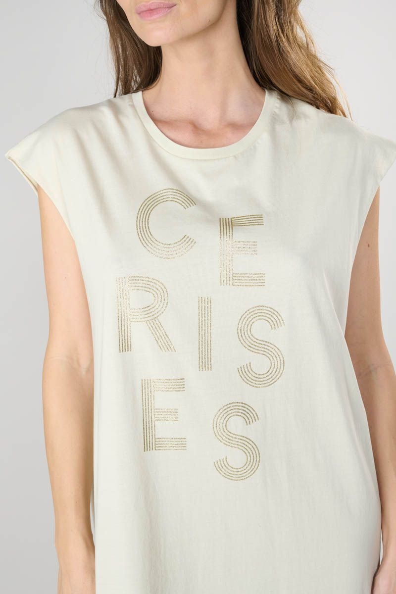 Le Temps Des Cerises Robe T-shirt Longue Ixora Crème