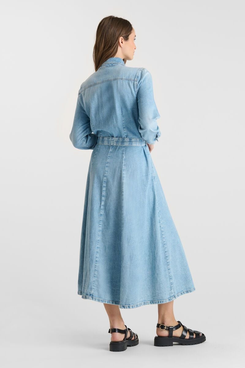 Le Temps Des Cerises Robe Viky En Jeans Bleu Délavé