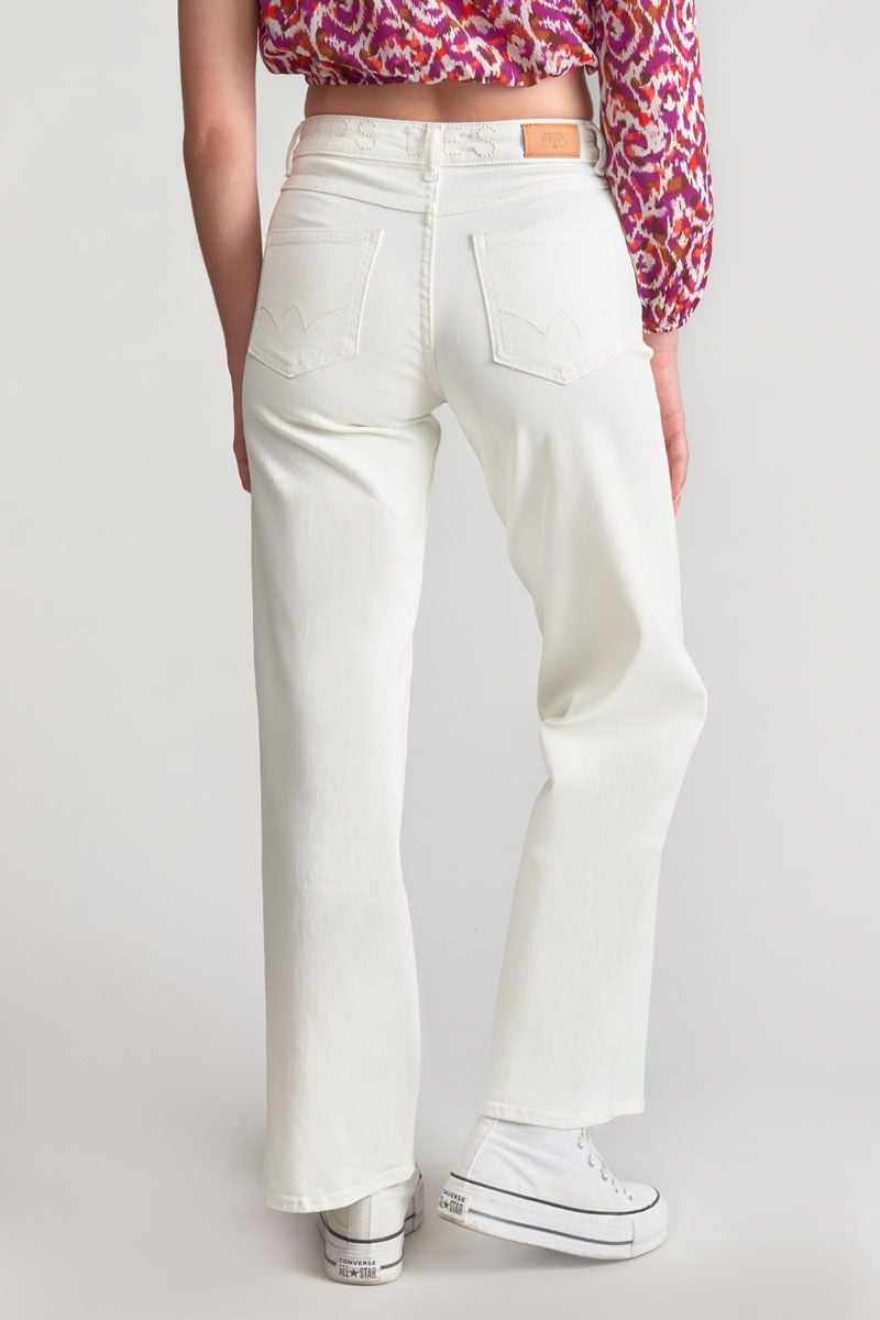 Le Temps Des Cerises Rommigi Jeans Large Taille Haute Blanc