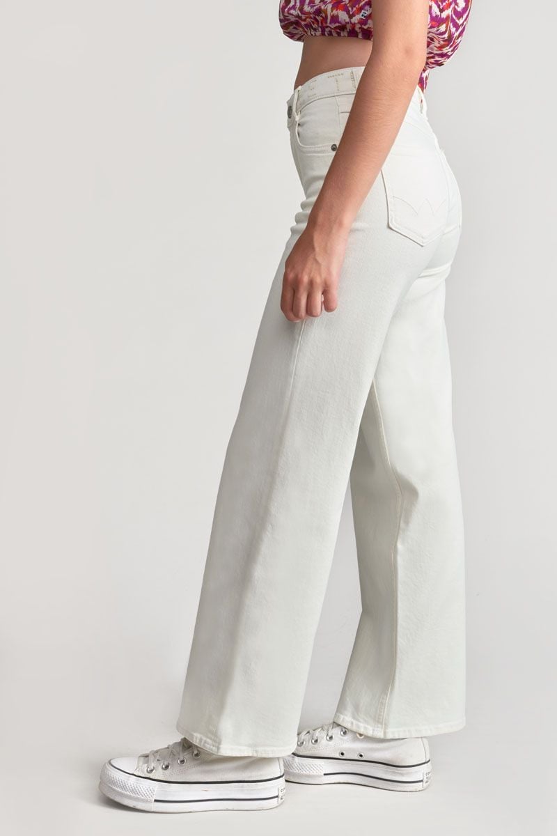 Le Temps Des Cerises Rommigi Jeans Large Taille Haute Blanc