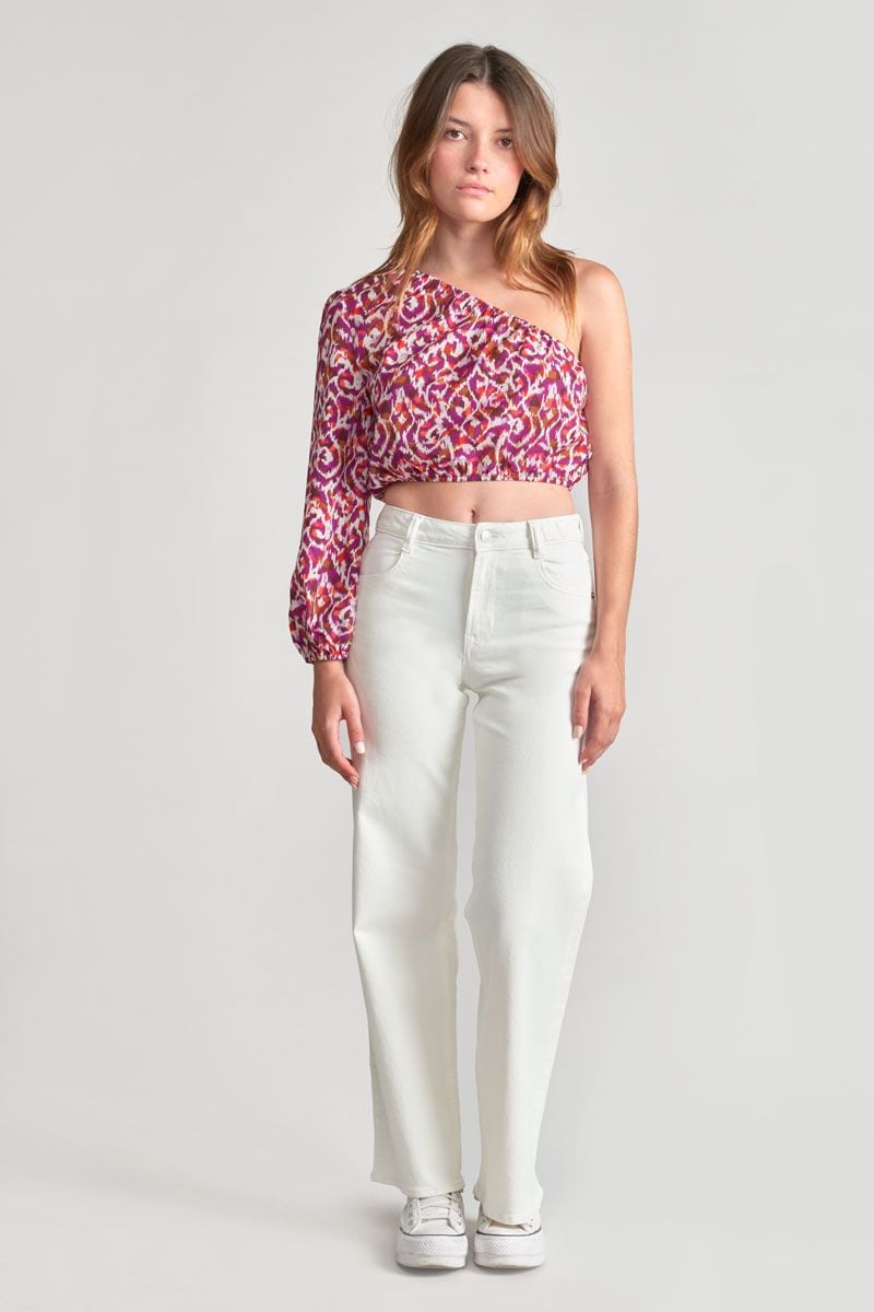 Le Temps Des Cerises Rommigi Jeans Large Taille Haute Blanc