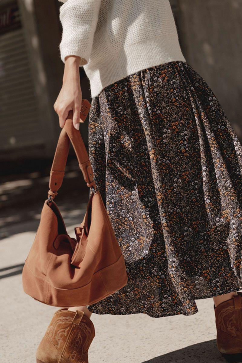 Le Temps Des Cerises Sac Astier En Cuir Suède Camel