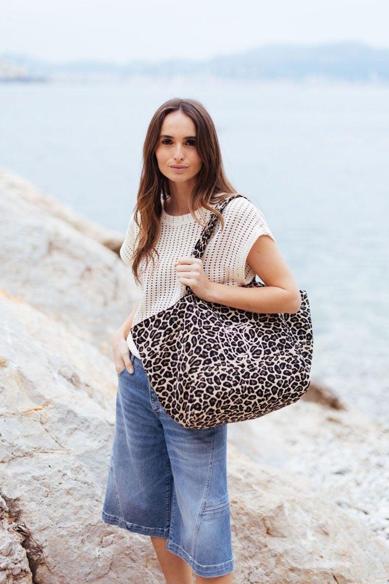 le temps des cerises Sac cabas Dalia à motif léopard