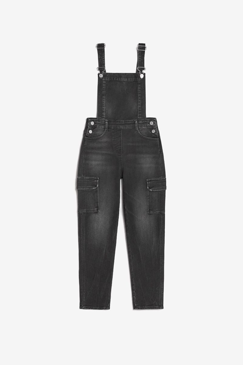 Le Temps Des Cerises Salopette Pantalon Camil En Jeans Noir Délavé