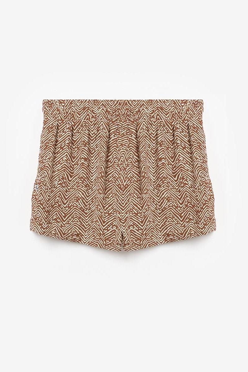 Le Temps Des Cerises Short à Motif Ethnique Calvigi Marron