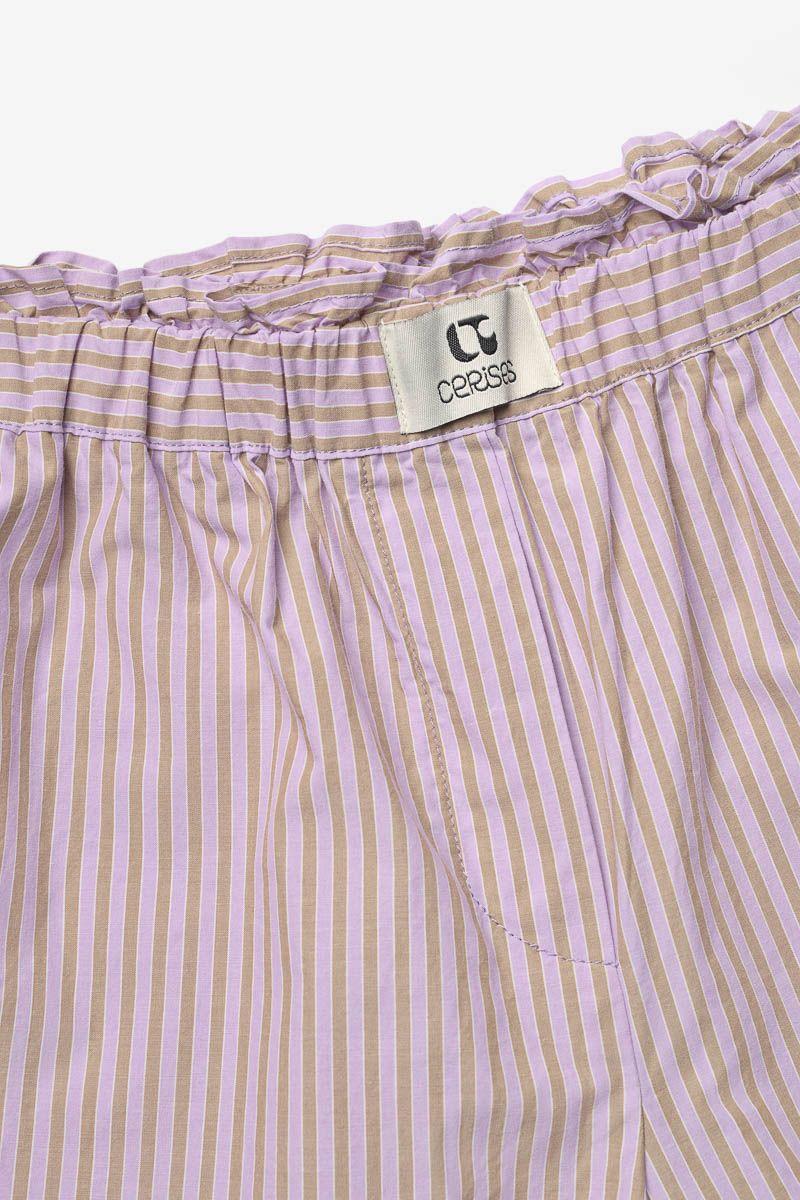 Le Temps Des Cerises Short Agapegi Violet à Rayures