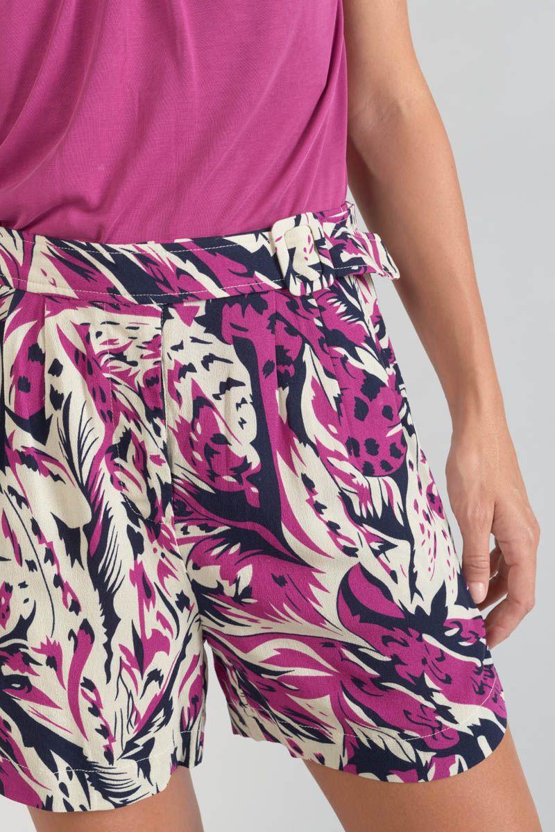 le temps des cerises Short Armelle à motif jungle violine