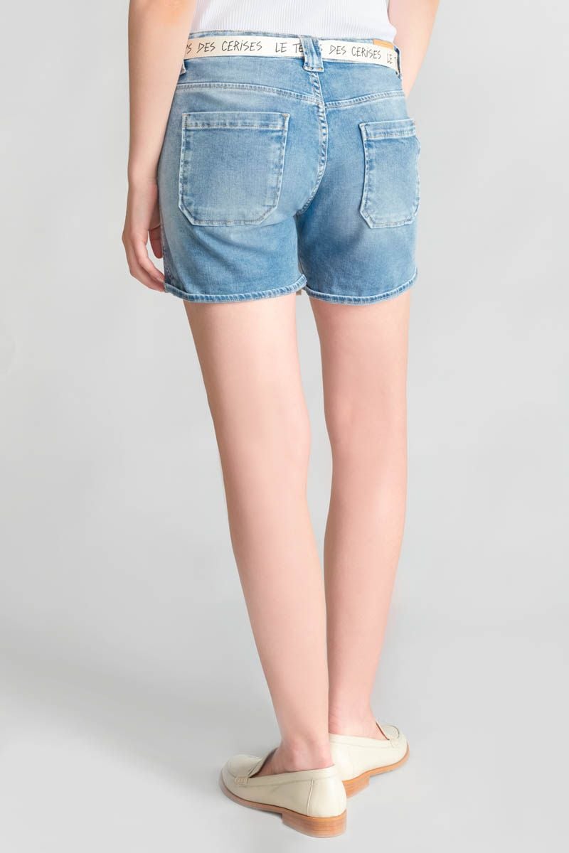 Le Temps Des Cerises Short Bloom En Jeans Bleu Clair