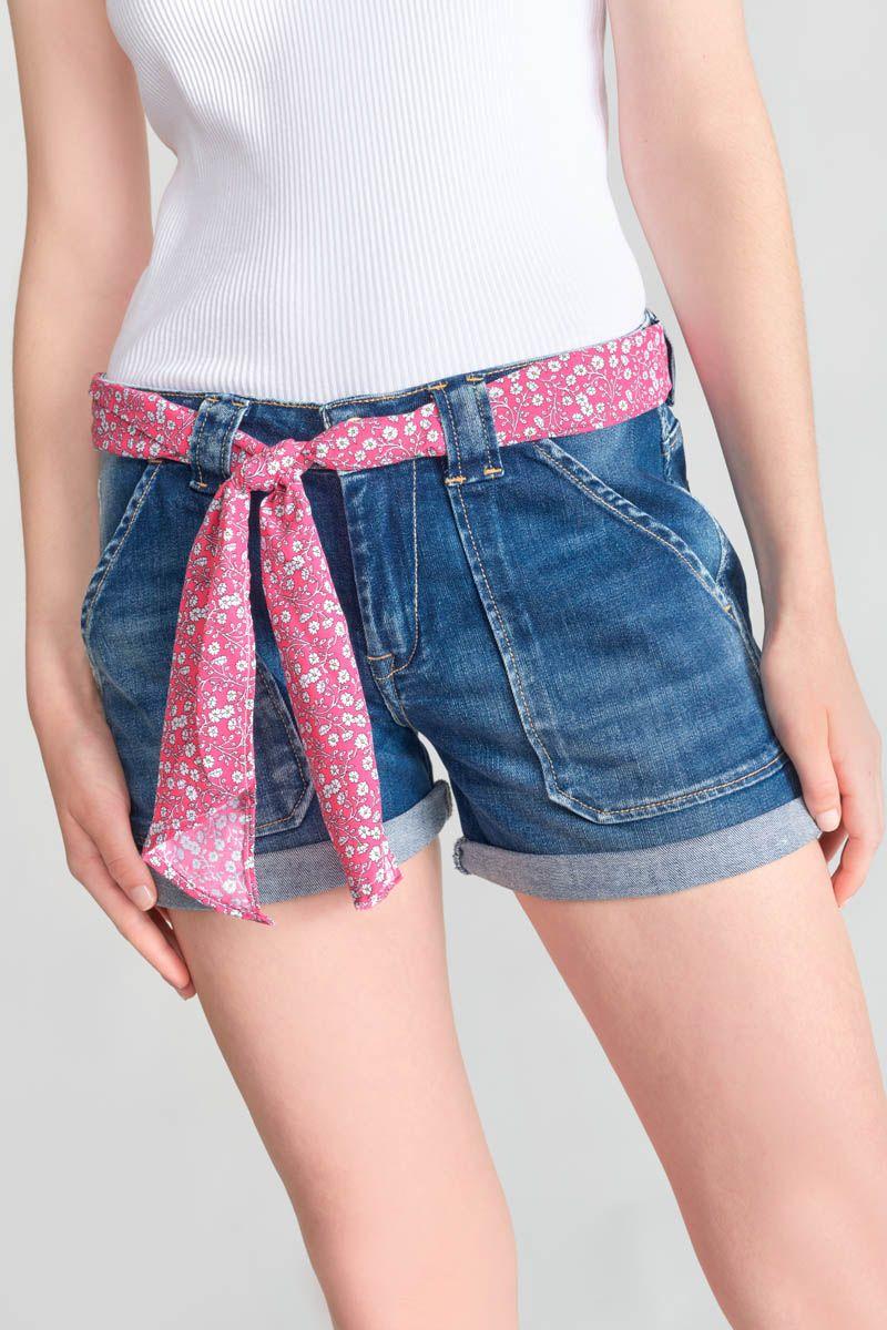 Le Temps Des Cerises Short Bloom En Jeans Bleu Foncé