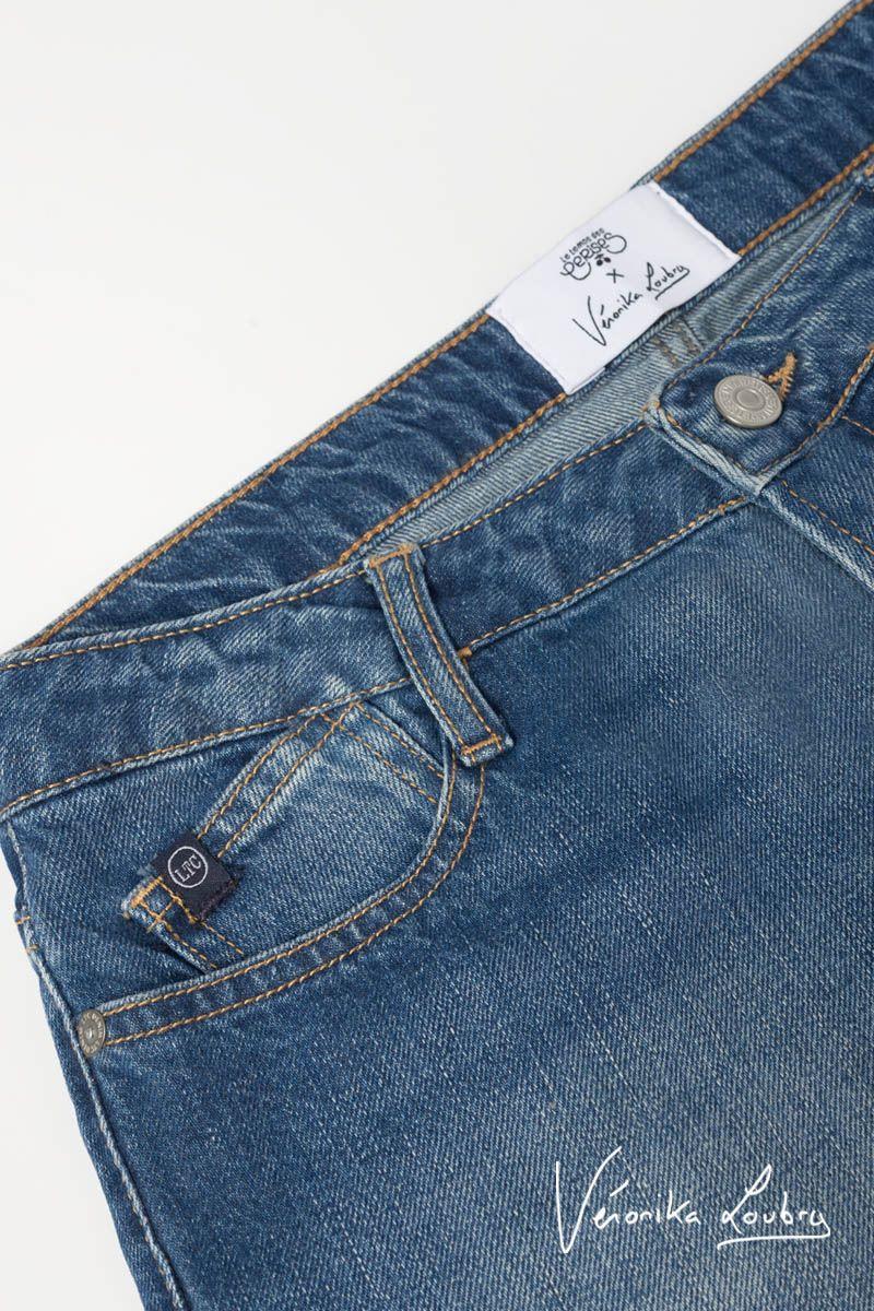 Le Temps Des Cerises Short Court Véronika En Jeans Bleu By Véronika Loubry