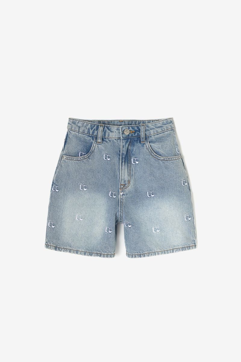 le temps des cerises Short Dionygi en jeans bleu délavé
