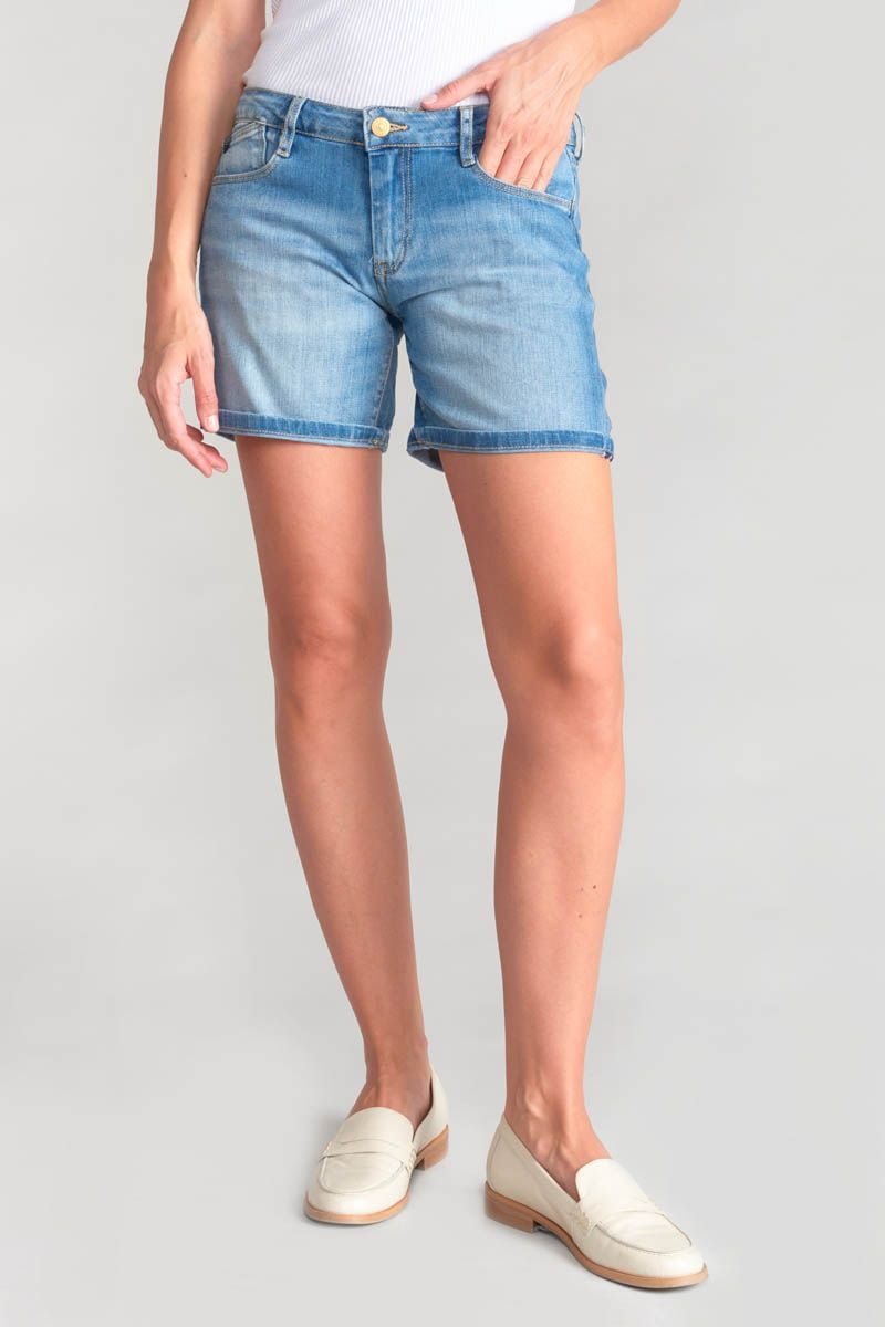 le temps des cerises Short Janka en jeans bleu délavé