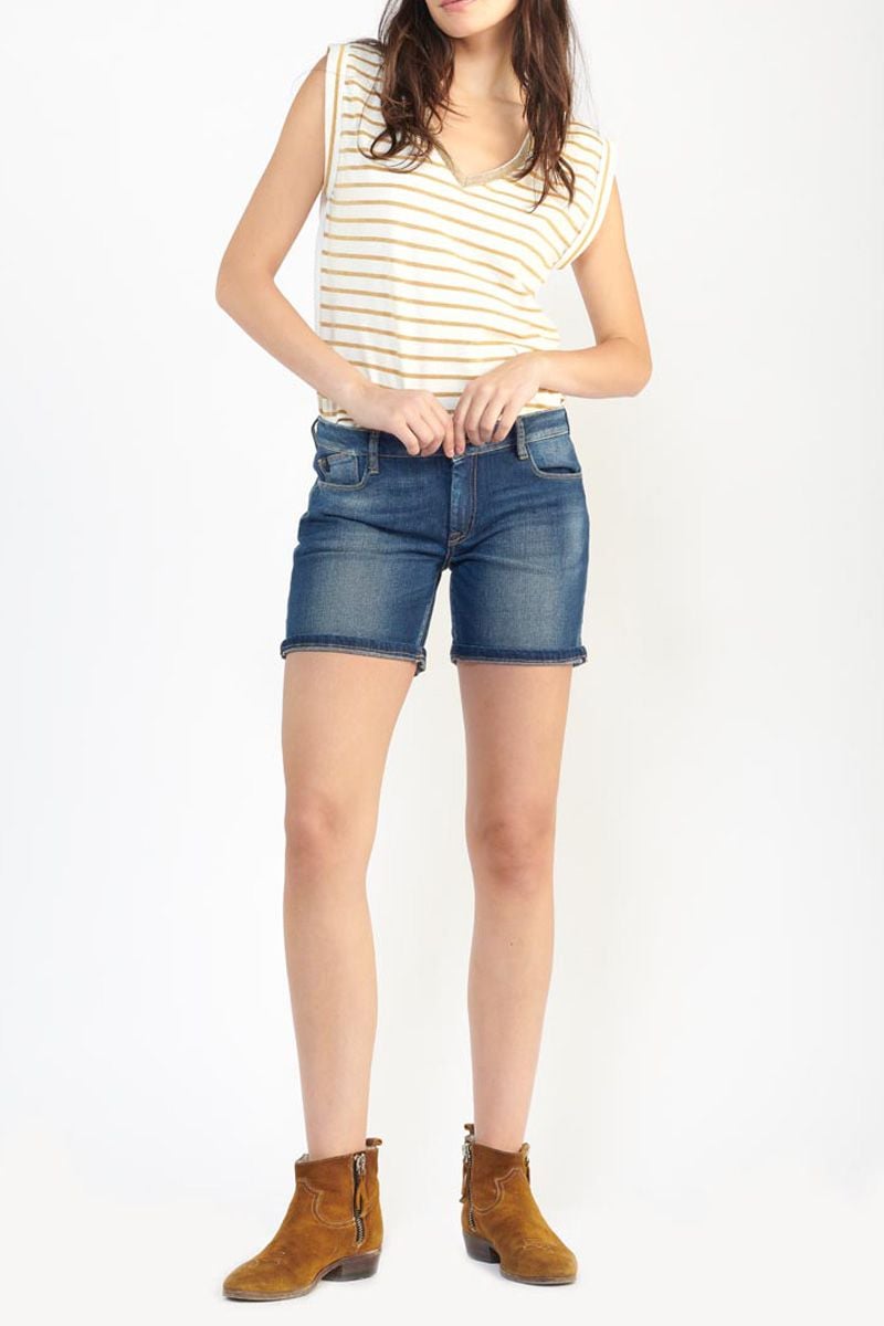 le temps des cerises Short Janka en jeans bleu délavé