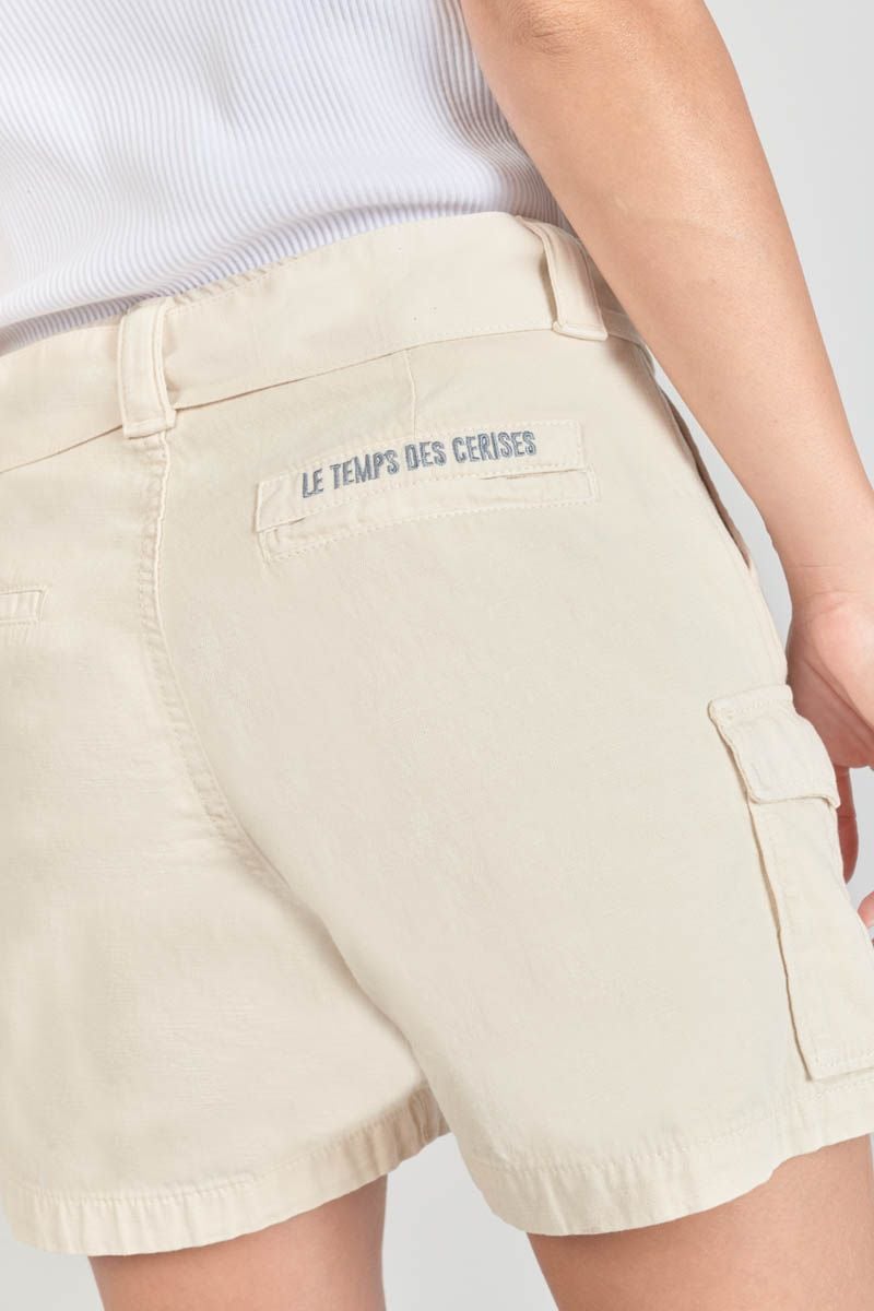 Le Temps Des Cerises Short Kallist En Lin Mélangé Beige