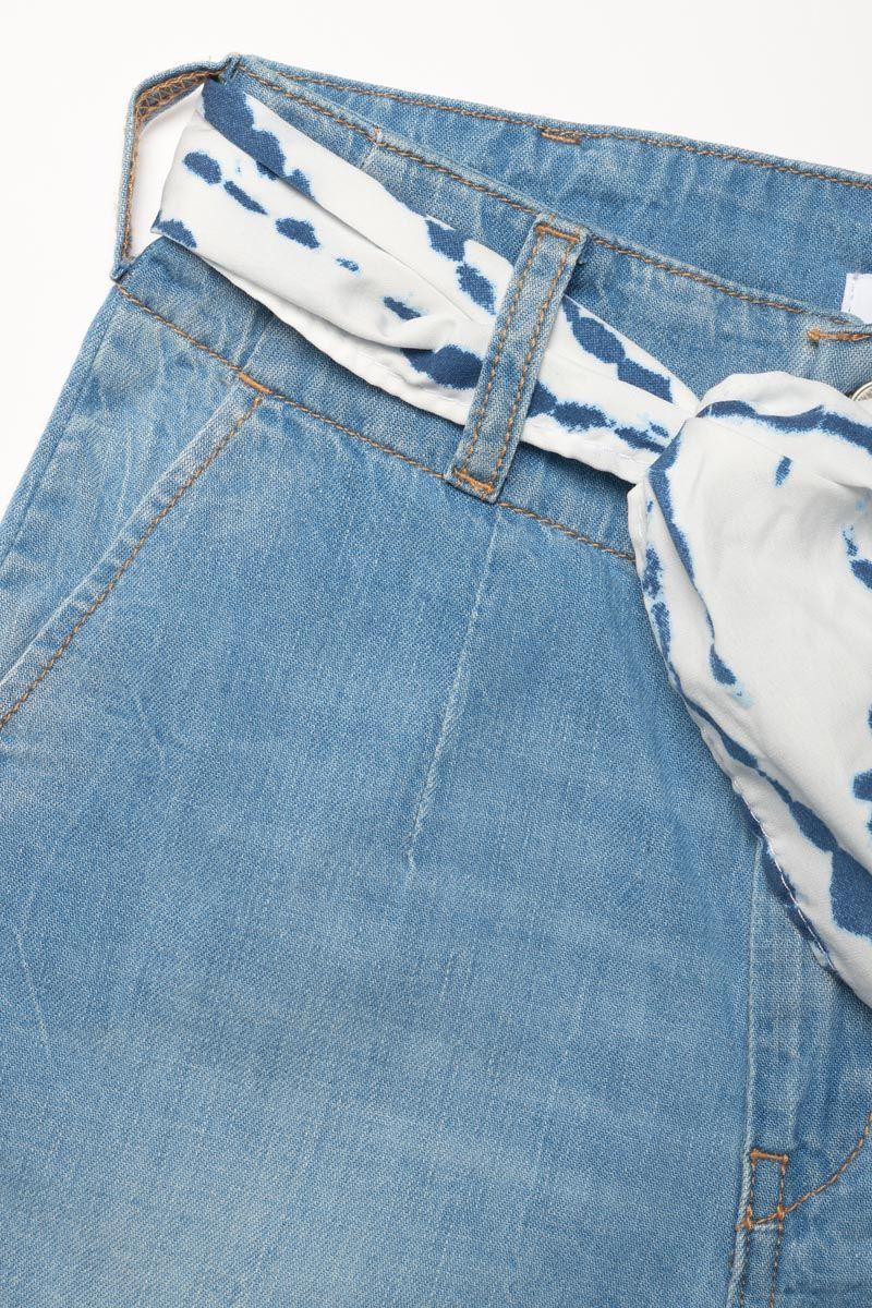Le Temps Des Cerises Short Loona En Jeans Bleu Clair