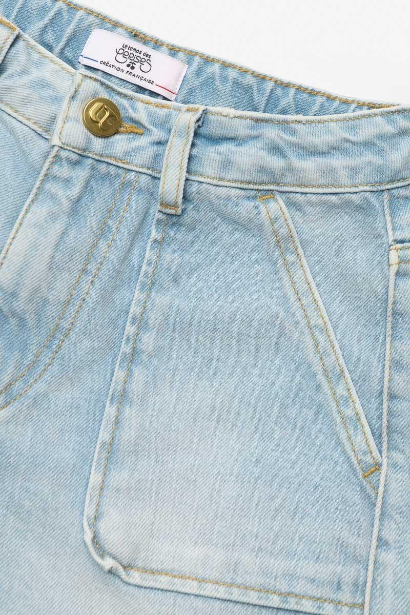 Le Temps Des Cerises Short Loua Taille Haute En Jeans Bleu
